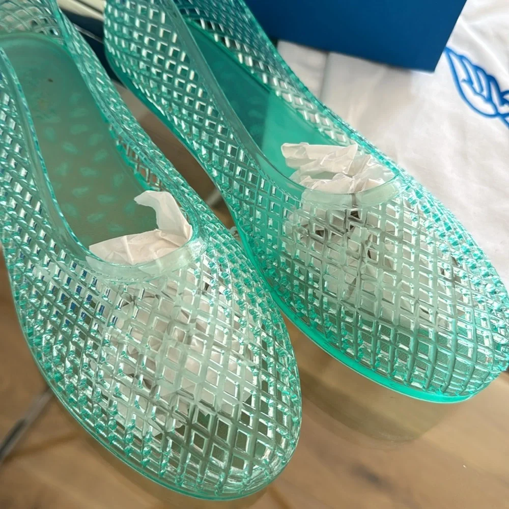 Ancient Greek Sandals Teal Jelly Ballet Flats